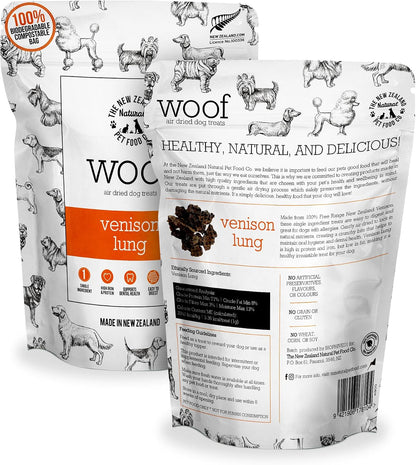 The New Zealand Natural Pet Food Co. WOOF Air Dried Dog Treats - Venison Lung, Treats for Large Dogs, Natural, Topper - 1.76 Oz2