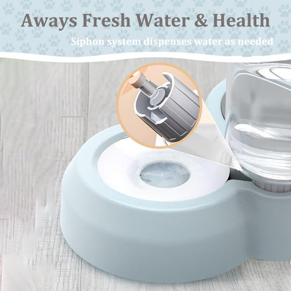 Double Dog Cat Bowls, Pets Food and Water Bowl Set with Silicone Mat | Pets Food and Water Bowl Set with Automatic Water Dispenser Stainless Steel Bowl, Gravity Feeder for Cats Small Dogs Puppies4