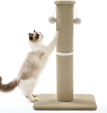 Made4Pets Tall Cat Scratching Post, 33" Modern Cat Scratcher with Hanging Balls, Heavy Duty and Thicker Scratching Post for Indoor Cats Adults, Sturdy Base Cat Scratch Post, Dark Grey10