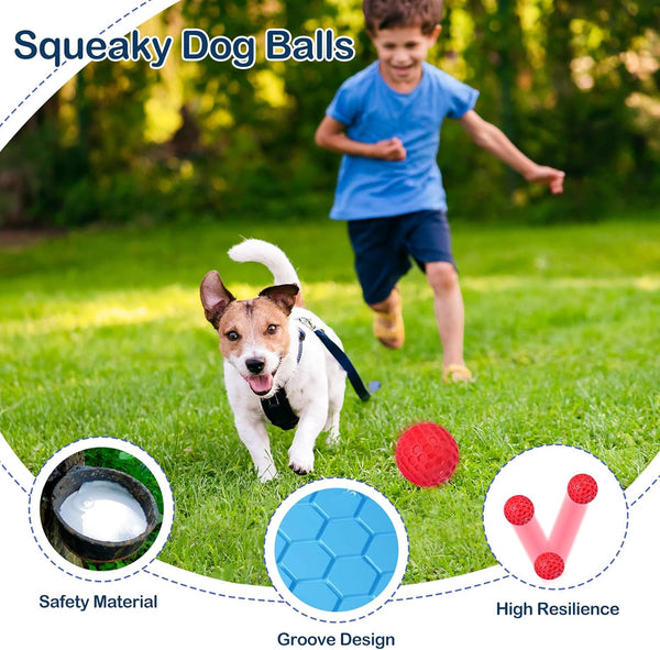 2 Pack Indestructible Squeaky Dog Balls for Aggressive Chewers, Interactive Dog Toys for Teething, Relieving Anxiety. Chew Toy for Large, Medium Breeds, Outdoor Rubber Balls.4