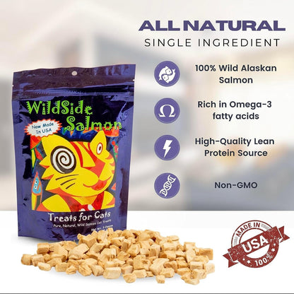 100% Wild Alaskan Salmon Freeze Dried Cat Treats - Healthy Training Treat - 3Oz (3 Pack)4