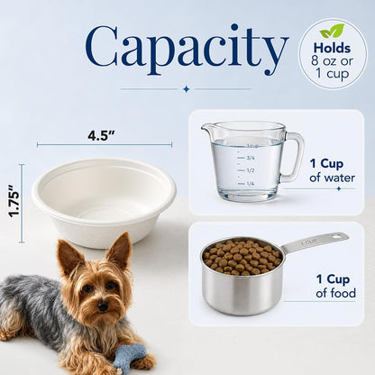 Kinn Kleanbowl Pet Bowl Stainless Steel Frame, 8 Oz (Pack of 1) | Compostable Refills, Spill-Proof Stable, Disposable, Easy Cleaning, No Plastic8