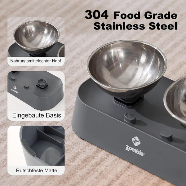 ZOMISIA Raised Cat Food and Water Bowls with 3 Height for Indoor Cats, 15° Tilted in Both Ways Elevated Base anti Vomiting Cat Dishes, anti Spill for Puppies5
