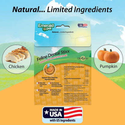 Emerald Pet Grain-Free Chicken Cat Dental Treats – Crunchy Dental Sticks for Cats to Clean Teeth, Reduce Plaque & Tartar, Freshen Breath – Pumpkin for Digestive Health, Natural Cat Chews, 3.6 Oz4