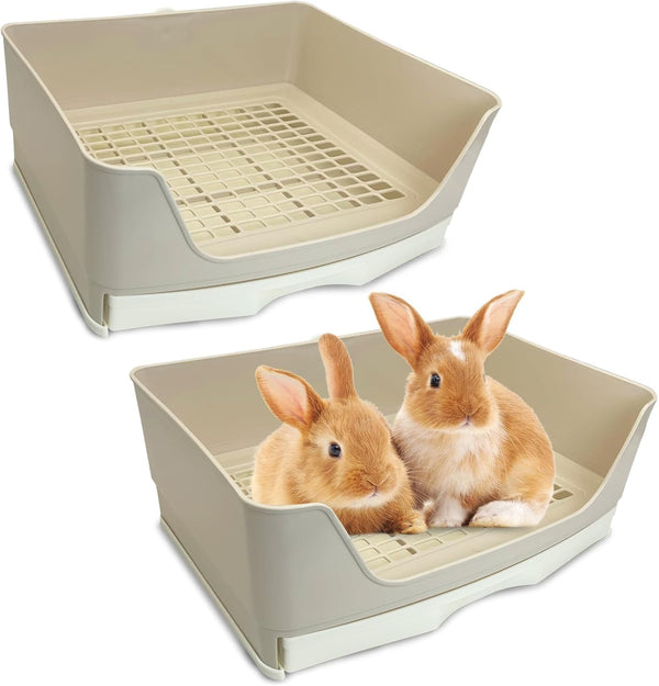 Kathson Large Rabbit Litter Box Trainer, Potty Corner Toilet with Drawer Bigger Pet Pan for Adult Hamster, Guinea Pig, Ferret, Galesaur, Bunny and Other Animals (Brown)8