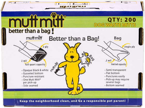 Mutt Mitt® Dispense-A-Mitt™ 2-Ply Dog Waste Pickup Mitts, 200 Count | 2-Ply Pickup Mitts, Header Dispenser Box, Extra-Thick Leak-Resistant Design for Cleaner Hands & Easier Dog Waste Pickup7
