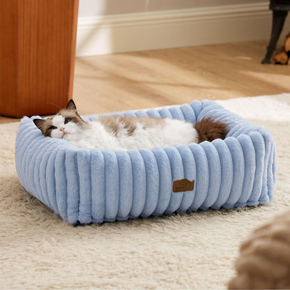 Bedsure Comfyfleece™ Cute Dog Bed for Small Medium Dogs Washable,25In Cream | Furry Puppy Beds,Square Rectangle Orthopedic Corduroy Aesthetic Pet Beds,Removable Zipper Cover,Non-Slip Bottom,Up to 15 Lbs40