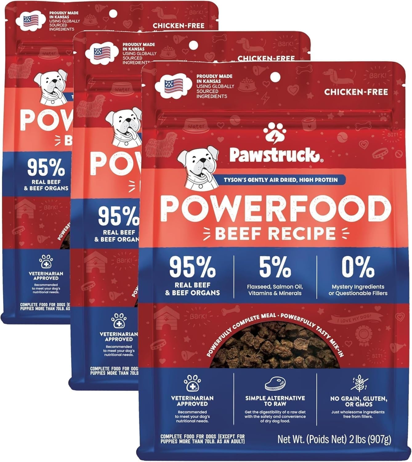 pawstruck-air-dried-dog-food-with-real-beef-grain-free-made-in-usa-non-gmo-vet-recommended-high-protein-limited-ingredient-full-feed-for-all-breeds-ages-2lb-bag