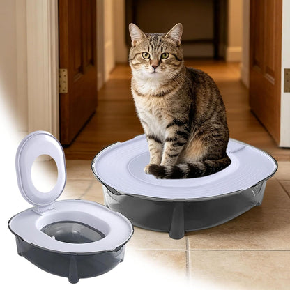 Cat Toilet Training Kit, Portable Litter Box with Flushable Design, Odor Control and Anti-Splash, Large Thickened Pp Material for Kittens and Cats (Grey)4