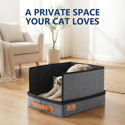 MORAIS Portable Travel Litter Box for Cats, 17.7"×13.5"×11" Collapsible Cat Litter Box with Lid, Leak-Proof Cat Litter Pan for Car Hotel Airplane, Waterproof & Easy to Carry- Gray5
