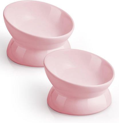 Loejan Elevated Cat Food Bowl, 5 Oz Ceramic Raised and Tilted Water Bowl, anti Vomiting and Protect Pets' Spines Dishes for Small Dog, Fat Faced Cat, Kitten (White, 1 Pack)8