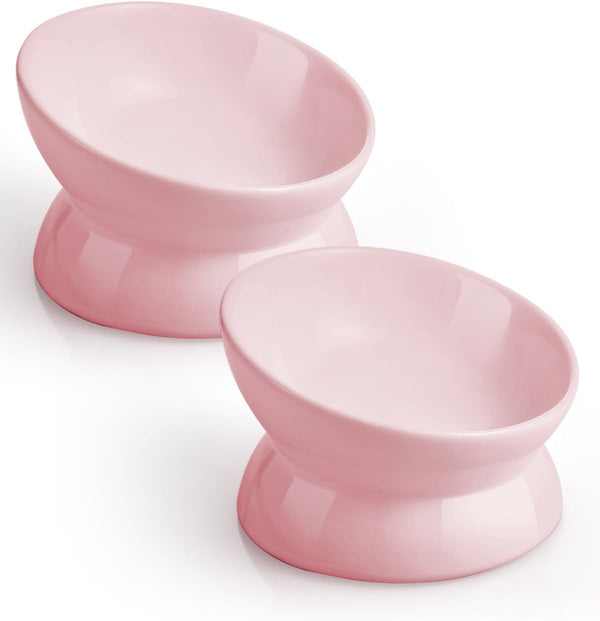 Loejan Elevated Cat Food Bowl, 5 Oz Ceramic Raised and Tilted Water Bowl, anti Vomiting and Protect Pets' Spines Dishes for Small Dog, Fat Faced Cat, Kitten (White, 1 Pack)8