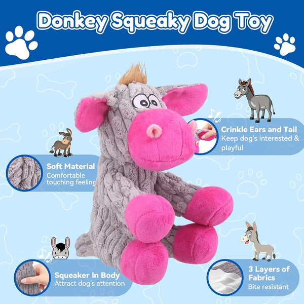 Loncoldy Plush Chew Toys for Large Dogs, Tough Crinkle Stuffed Animal Squeaky Interactive Toys for Small Medium Large Dogs, Keep Them Busy, Big Pet Toys2