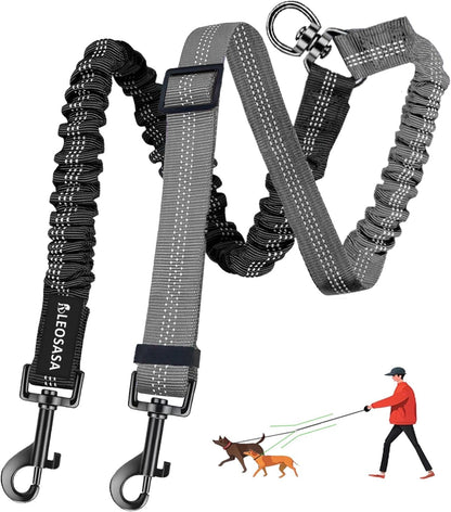 Double Dog Leash - 360°Swivel Tangle Free Splitter Attachment, 2 Dogs Multi-Functional Leashes, Dual Rope for Outdoor Walk Train Small Medium Large Two Pet, Pink9