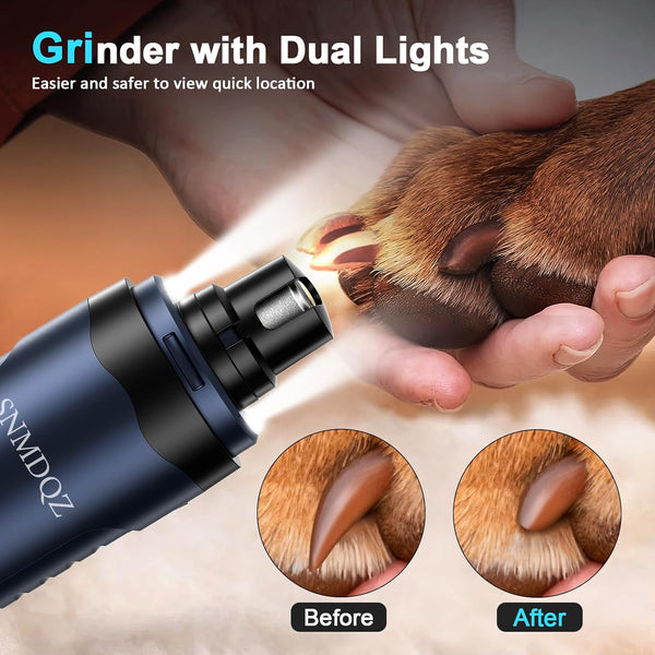 Dog Nail Grinder, Dog Nail Trimmers, and Clippers Kit with 2 LED Lights. Super Quiet Electric Pet Nail Grinder, Rechargeable, for Small, Medium, and Large Dogs & Cats, 2 Diamond Grinding Wheels.2