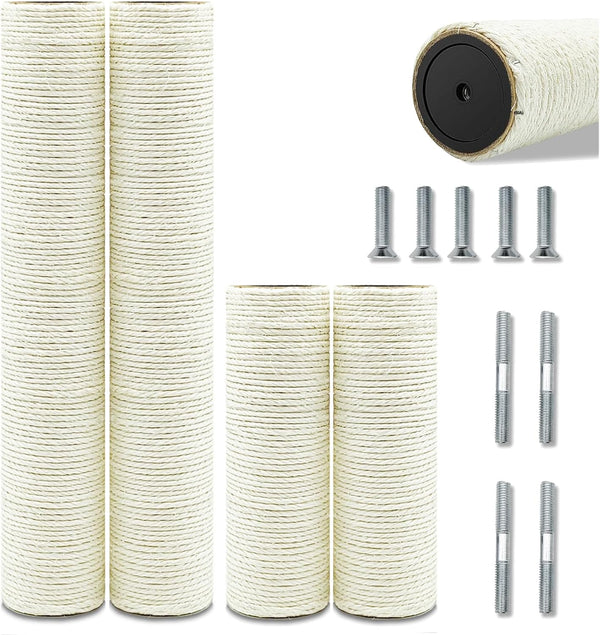 Cat Scratching Post Replacement Pole, 2 PCS 15.7In Cat Tree Replacement Post, Natural Sisal Cat Tree Replacement Parts with M8 Screws, Cat Scratch Post for Refurbishment (15.7In/40Cm)18