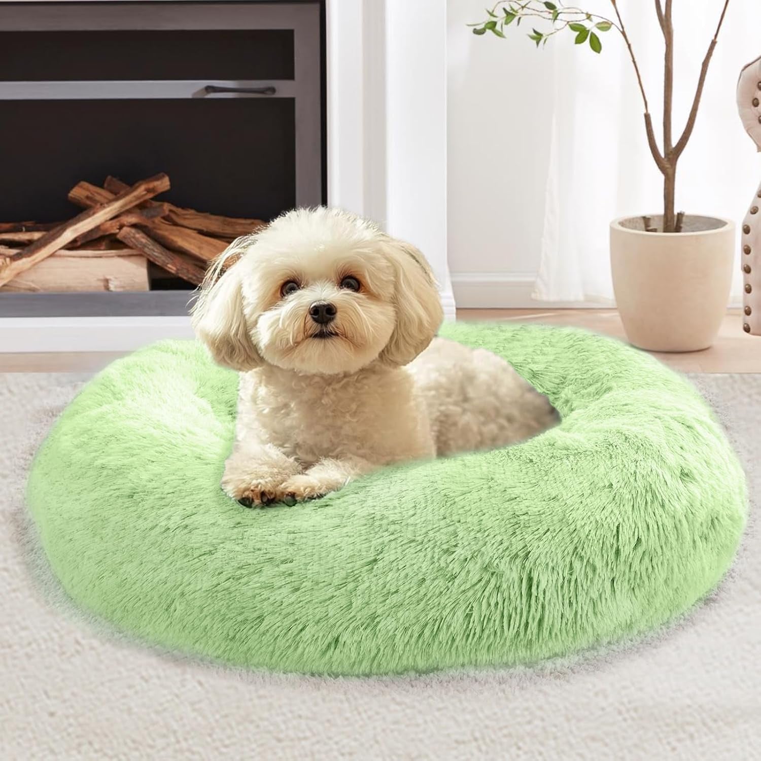 jollyvogue-small-dog-bed-calming-dog-beds-for-small-dogs-indoor-cats-20-inches-donut-washable-cat-bed-for-kittens-puppies-round-fluffy-plush-faux-fur-pet-bedssmoke-grey