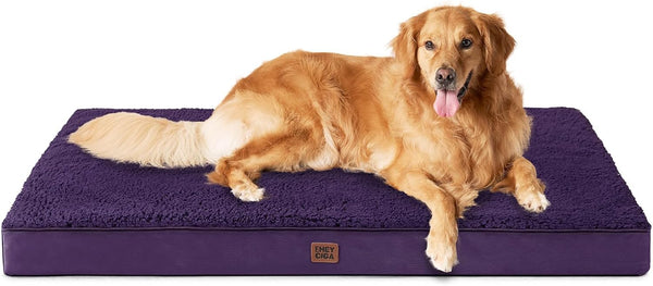 EHEYCIGA Orthopedic Dog Bed Large with Removable Washable Cover,Grey,41X27 | Egg Crate Foam Support,Durable Oxford Fabric,Non-Slip Bottom,Machine Washable,Soft Waterproof Plush Pet Bed Mat for Crate59