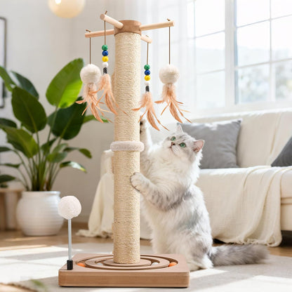 LIFLIX 25 Inches Cat Scratching Post with Interactive Toys, Sisal Cat Scratch Post with Sturdy Ball Track Base for Indoor Cats and Kittens7