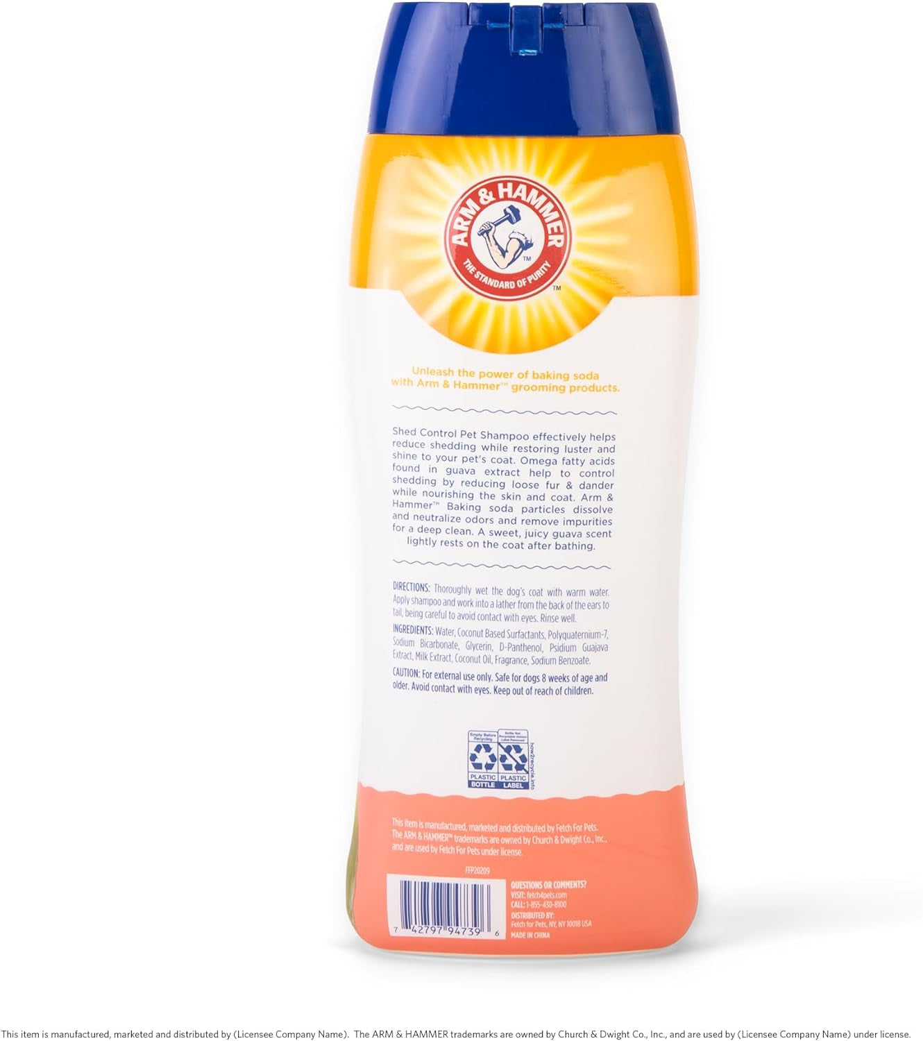 arm-hammer-for-pets-shed-control-shampoo-20oz-juicy-guava-scent-professional-quality-dog-shed-less-shampoo-de-shedding-dog-shampoo-free-of-sodium-lauryl-sulfate-parabens