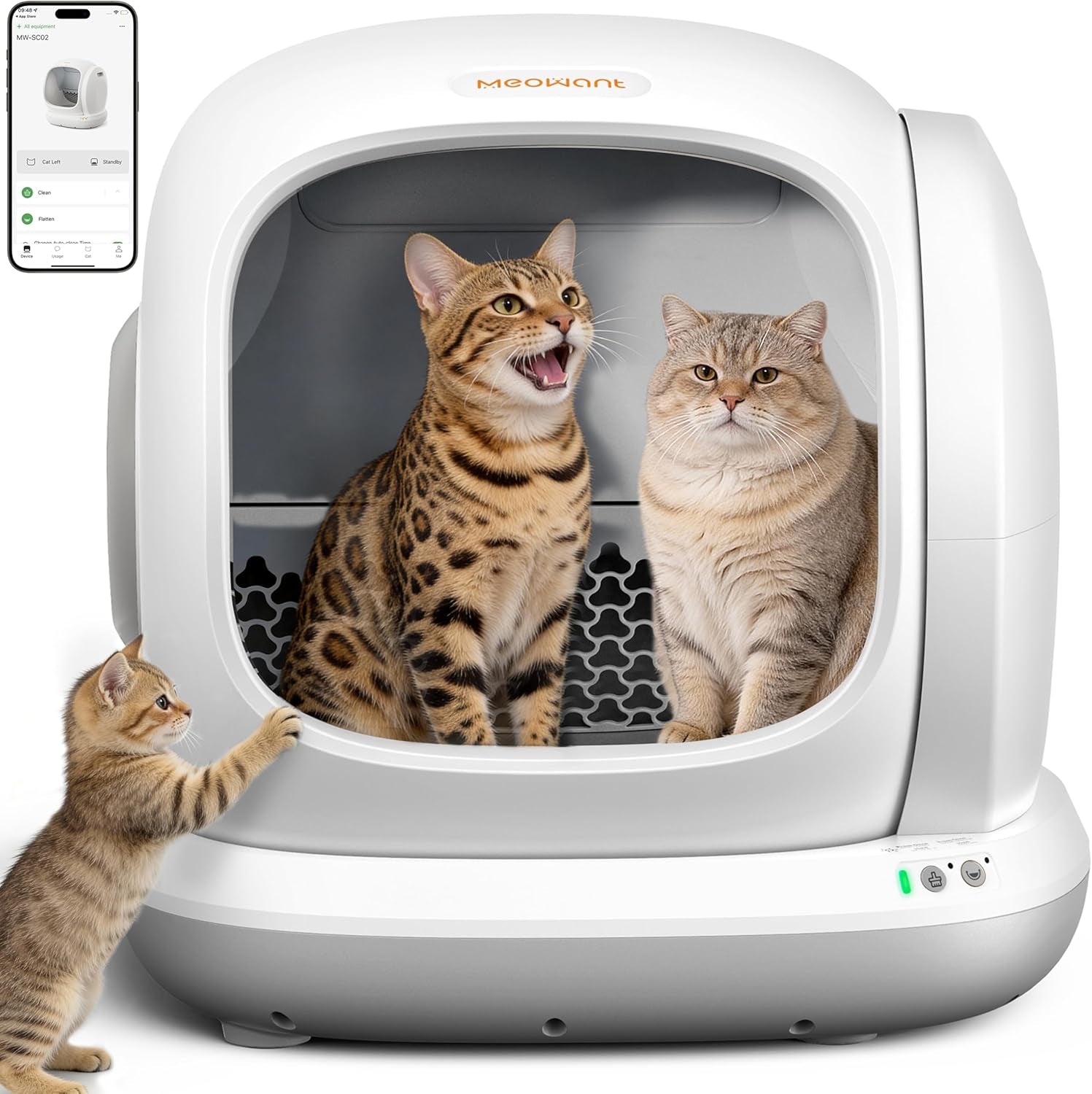 meowant-self-cleaning-cat-litter-box-75l-extra-large-open-automatic-cat-litter-box-for-multi-cats-integrated-safety-protection-app-control-odor-removal-smart-box-with-mat-liner