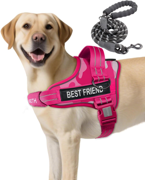 AUROTH Dog Harness and Leash Set, Soft Padded Service Dog Vest with 5.25FT Dog Leash, No Choke, Easy on Pet Vest, Adjustable Reflective No Pull Pet Vest Medium Sized Dog, Easy Walking and Training31