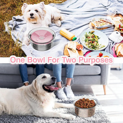 2L Dog Water Bowl No Spill, 70Oz Large Spill Proof Dog Water Bowl Reduce Refill, Slow Drinking Water Bowl anti Splash No Mess Pet Water Bowl for Vehicle/Outdoor/Indoor, Pink7