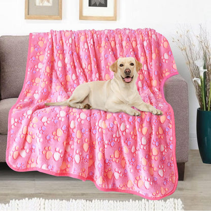 Rezutan Blanket for Large Dogs, Cat Flannel Washable Soft Pet Mat Throw Cover for Kennels-Beds, Sofas, Furniture Protection, Cute Paw Pattern, Black, 50X40 Inch12