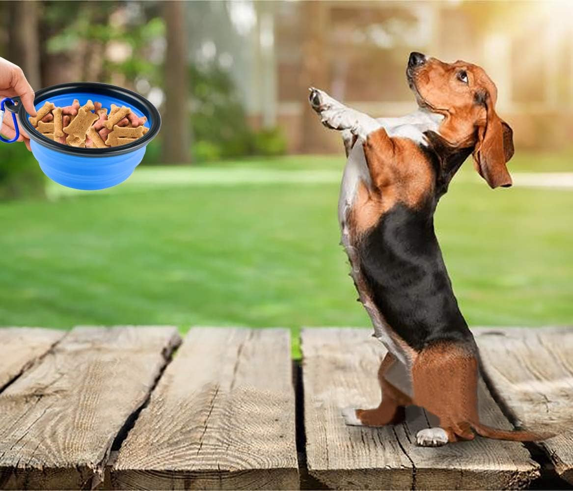collapsible-silicone-dog-bowls-3-pack-travel-pet-food-water-bowls-orange-green-blue-5-1-in-wide-2-1-in-tall-folds-to-0-5-in-holds-12-oz-water-or-1-5-cups-food-includes-id-tag