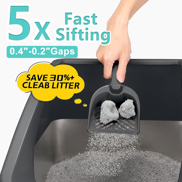 2 Pack Stainless Steel Litter Box | XL Enclosed Cat Litter Boxes with Lid for Big Cats and Multi-Cats | High Sided, Anti-Urine Leakage | Non-Stick Bottom（Dark Gray）8