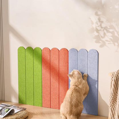 Cat Wall Scratcher, Scratching Pads, 3-Panel 0.35" Thick Felt, Scratching Post Alternative Self-Adhesive Cat Scratch Mat for Sofa/Door/Wall (Longan Yellow)8