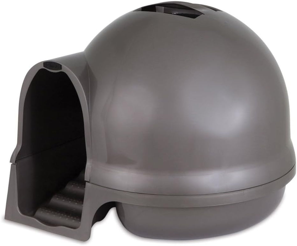 petmate-booda-clean-step-cat-litter-box-dome-made-in-the-usa-with-95-recycled-materials-brushed-nickel-made-in-usa
