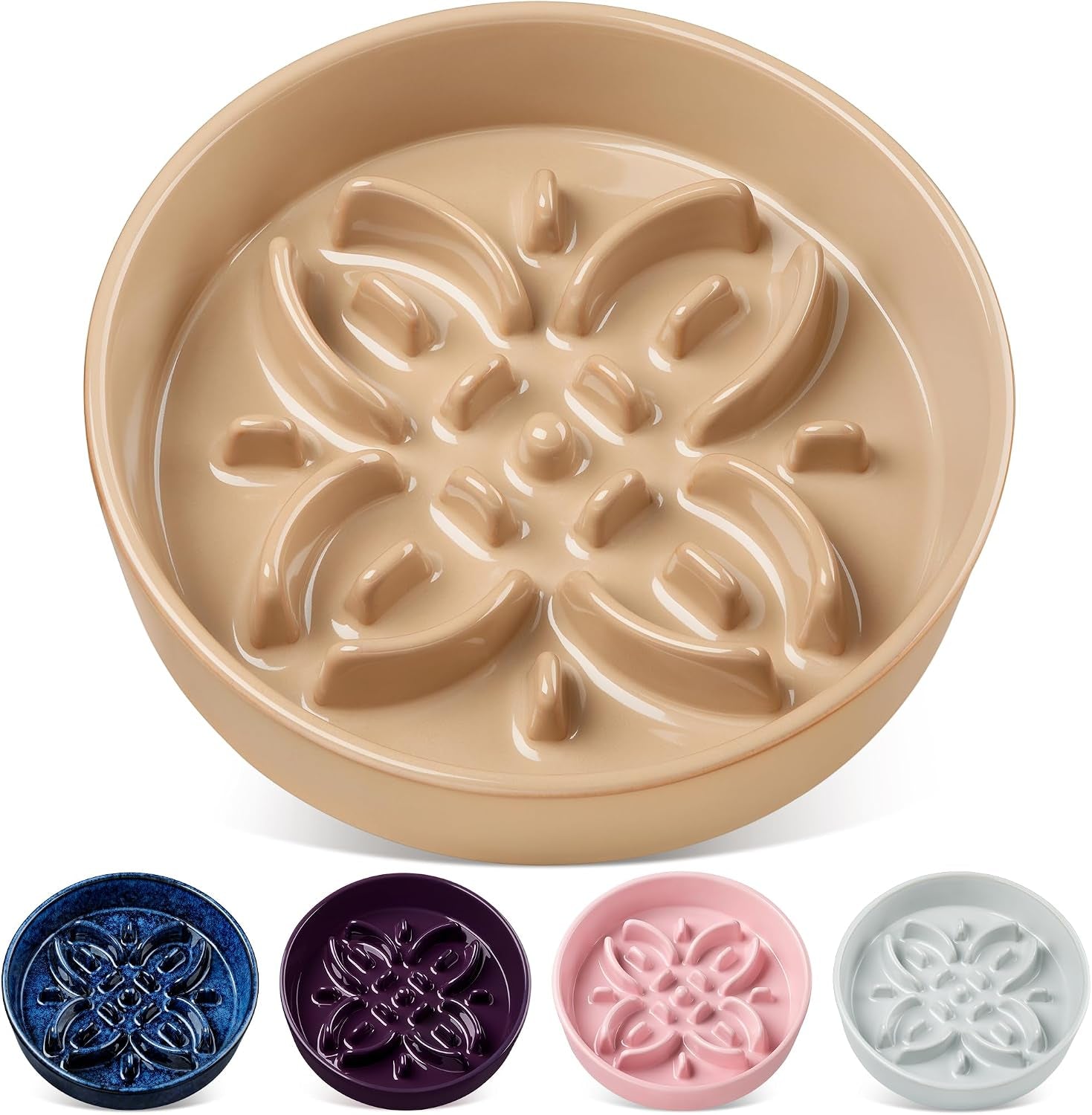 vancasso-ceramic-slow-feeder-dog-bowls-puzzle-dog-food-bowls-with-floral-maze-anti-slip-pet-food-dish-for-small-breed-0-6-cups-blue