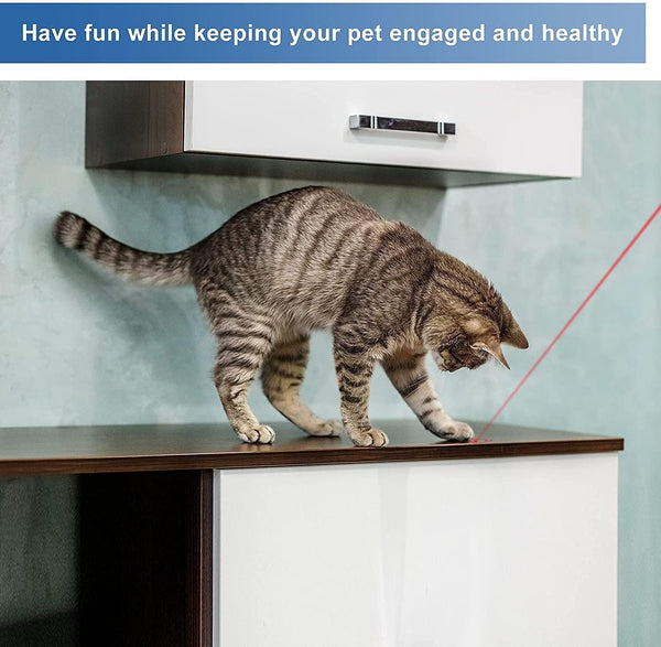 Cat Toys Laser Pointer Rechargeable Cat Laser Toy Interactive Cat Toys for Indoor Cats Kittenes Dogs LED Flashlight 7 Adjustable Patterns Red Light Remotes Teaching Tool USB6