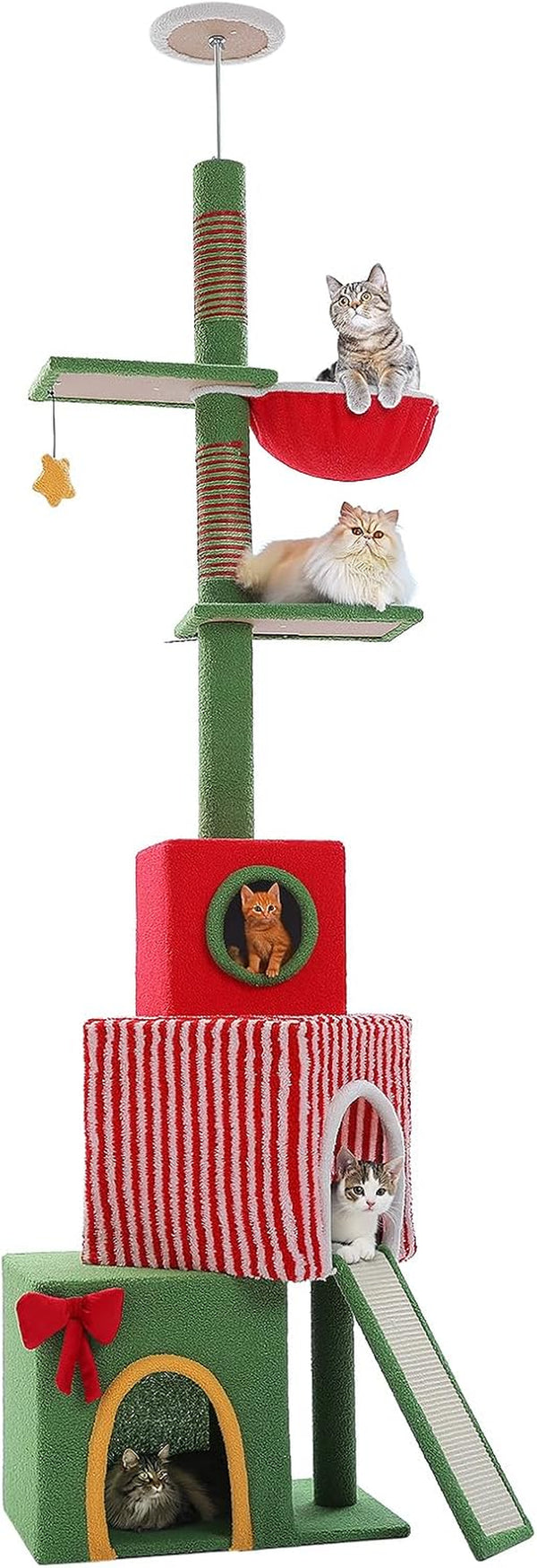 PETEPELA Cat Tree for Indoor Cats, 34.6" Small Cat Tower with Scratching Posts, 2 Condos, Scratching Ramp & Dangling Toys, Cat Play House for Kittens and Small Cats | Compact Tower with Thick Sisal Posts, 2 Condos, Dangling Toys & a Cozy Top Bed—For Kittens & Small Cats14