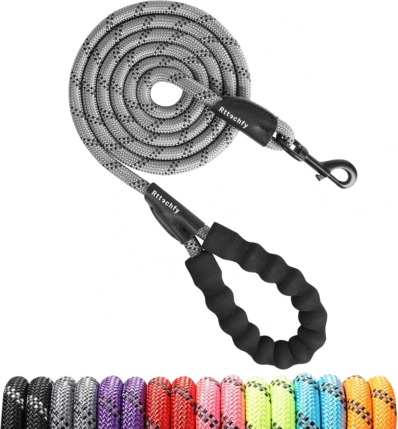 rttochfy-rope-dog-leash-2-4-5-6-8-10-ft-with-comfortable-padded-handle-and-highly-reflective-threads-for-small-medium-and-large-dogs-heavy-duty-1-2-5-ft-blue