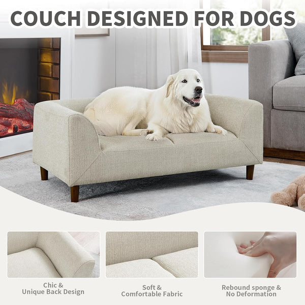 39.75" Modern Pet Sofa with Backrest and Armrests, Comfortable Foam Cushion Dog Couch for Small and Medium Dogs, Stable Leg Design for Living Room4