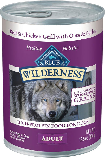 Blue Buffalo Wilderness Grain Free Adult Wet Dog Food, Beef & Chicken Grill, 32G Protein per Can, 12.5 Oz. Can (Pack of 12)17