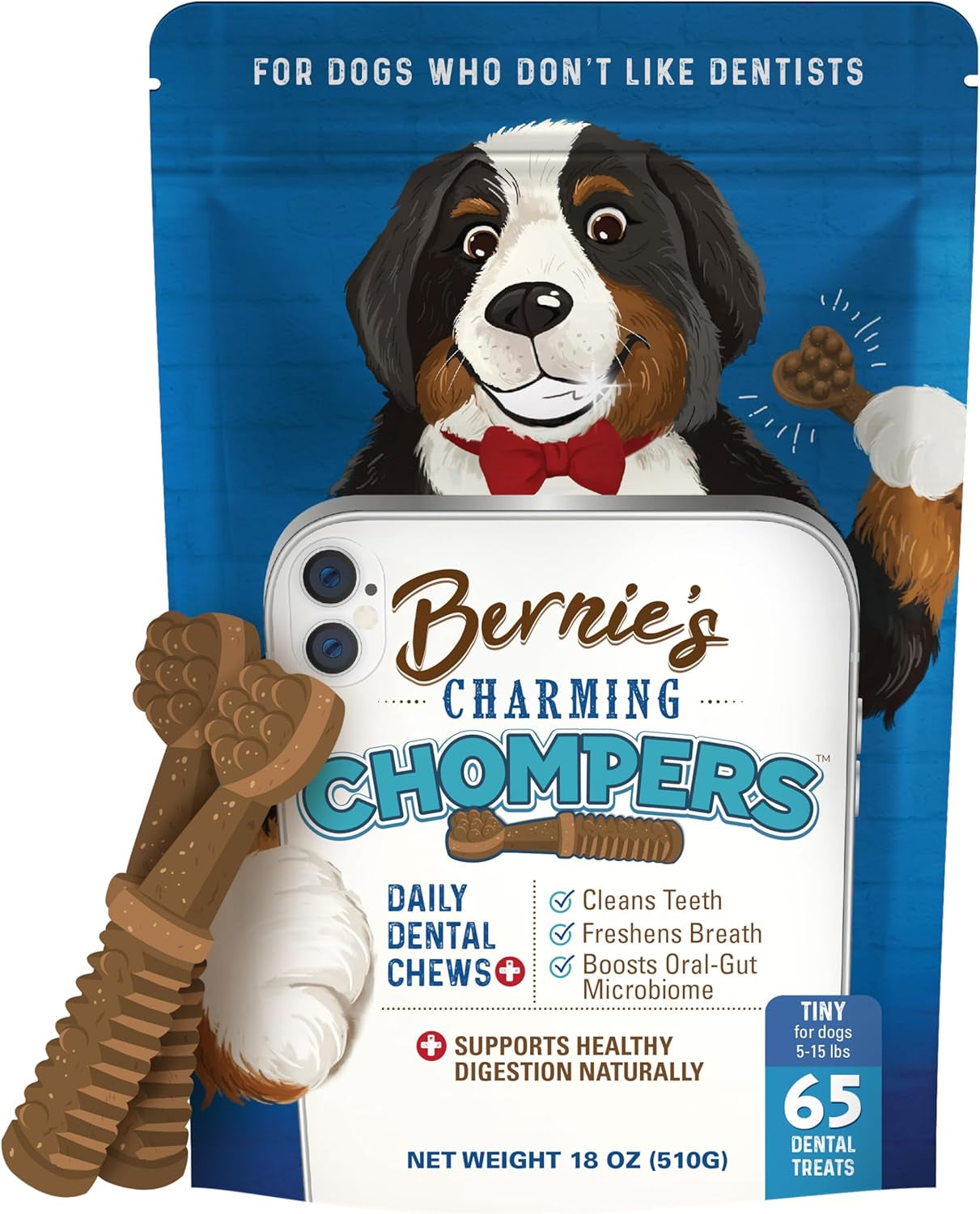 bernies-charming-chompers-dog-dental-chews-gut-support-51-100-lb-24-ct