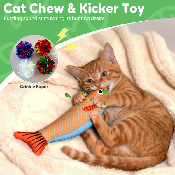 Catnip Toys Saury Fish, Cat & Kitten Chew Kicker Interactive Crinkle Toys for Bored Indoor Adult Cats & Kitten, Cat Gifts Teething Toys Soft and Durable for All Breeds3