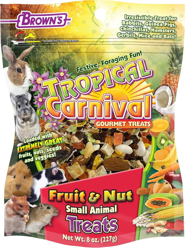 F.M. Brown'S Tropical Carnival, Fruit and Nut Small Animal Treat, Real Fruits, Nuts, and Veggies for Rabbits, Hamsters, Guinea Pigs, Mice, Gerbils, and Rats, 8 Oz1
