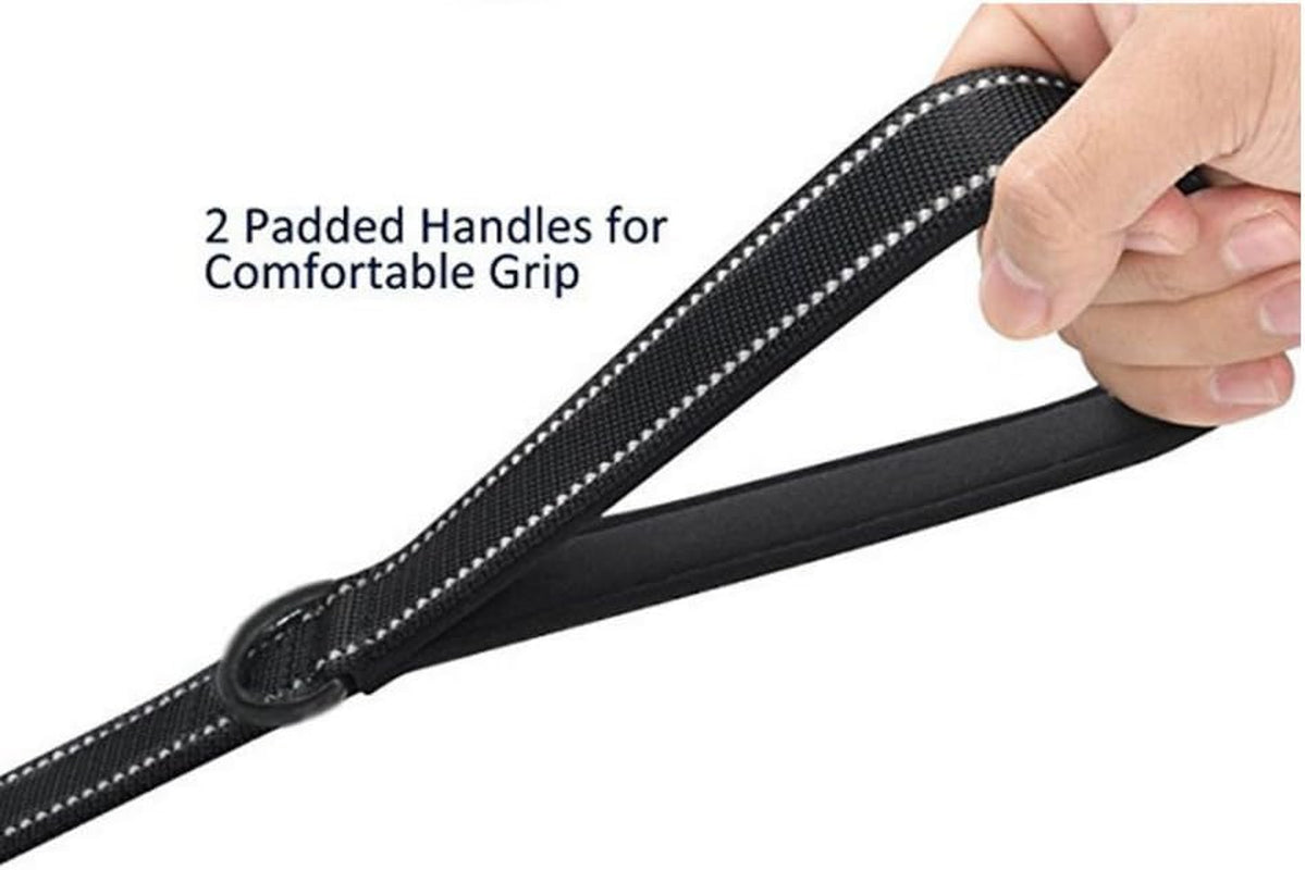 heavy-duty-dog-leash-2-handles-by-padded-traffic-handle-for-extra-control-6foot-long-perfect-for-medium-to-large-dogs-6-ft-black