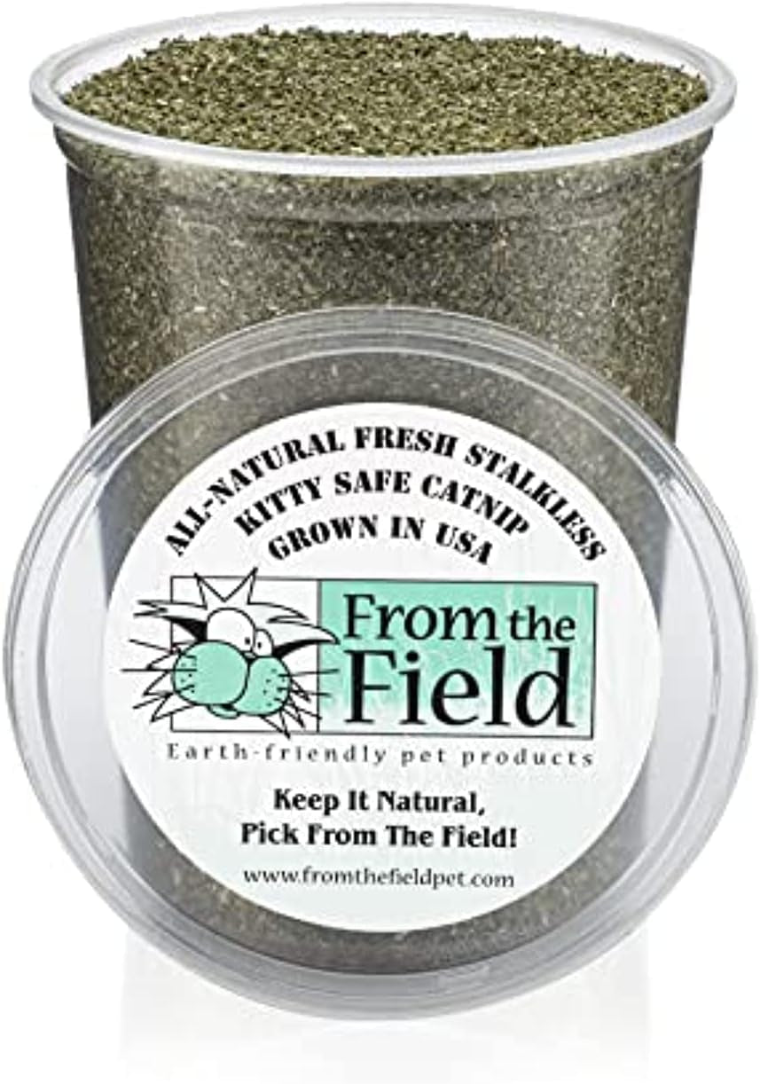 from-the-field-fine-ground-stalkless-catnip-premium-usa-grown-catnip-for-toys-playtime-fresh-potent-non-toxic-eco-friendly-safe-for-kittens-cats-resealable-6-oz-tub