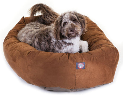 Majestic Pet 32 Inch Suede Calming Dog Bed Washable – Cozy Soft round Dog Bed with Spine Support for Dogs to Rest Their Head - Fluffy Donut Dog Bed 32X23X7 (Inch) - round Pet Bed Medium – Sage12