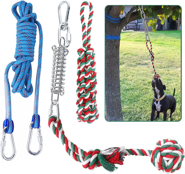 HOPET Dog Outdoor Bungee Hanging Toy, Tether Tug of War Toys for Medium to Large Dog to Exercise, Durable Interactive Tug Toy, Dog Rope Toys1