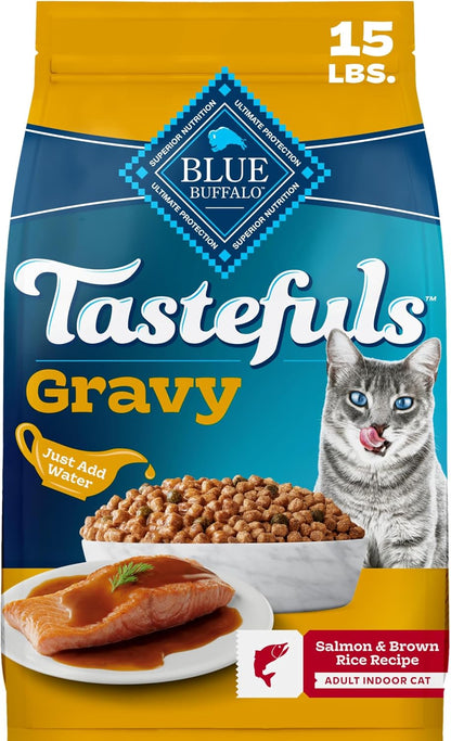 Blue Buffalo Tastefuls Irresistible Gravy Experience Chicken & Brown Rice Recipe Dry Indoor Cat Food for Adult Cats, Deliciously Healthy Natural Cat Food, Supports Digestion & Coat Health, 3 Lbs.13