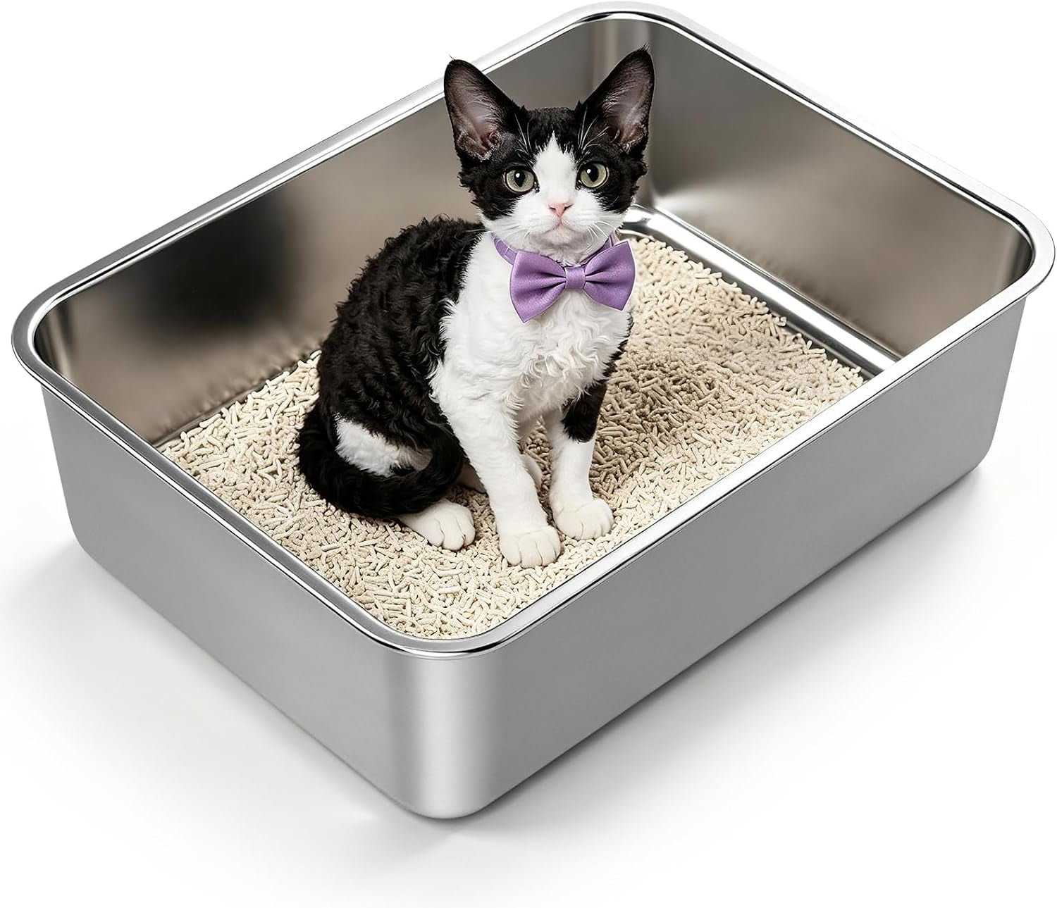 xl-enclosed-stainless-steel-litter-box-with-lid-light-gray-covered-high-sided-rustproof-leak-proof-easy-clean-odor-control-includes-scoop-step