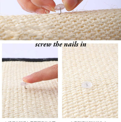 HAOZAIKEJI Cat Scratcher Mat, 2PCS Natural Sisal Cat Scratching Pad, Heavy Duty Couch Guard, Protecting Furniture, Easy Installation, Indoor, All Breed Sizes, Durable, Eco Friendly, Non Toxic3