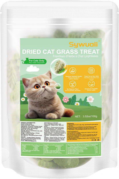 100G/3.52Oz Cat Grass Treats, Cat Grass Teething Stick for Hairball Remove and Teeth Cleaning, Edible Cats-Grass Stick Snack10