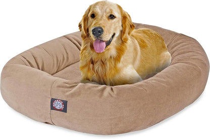 Majestic Pet 32 Inch Suede Calming Dog Bed Washable – Cozy Soft round Dog Bed with Spine Support for Dogs to Rest Their Head - Fluffy Donut Dog Bed 32X23X7 (Inch) - round Pet Bed Medium – Sage55